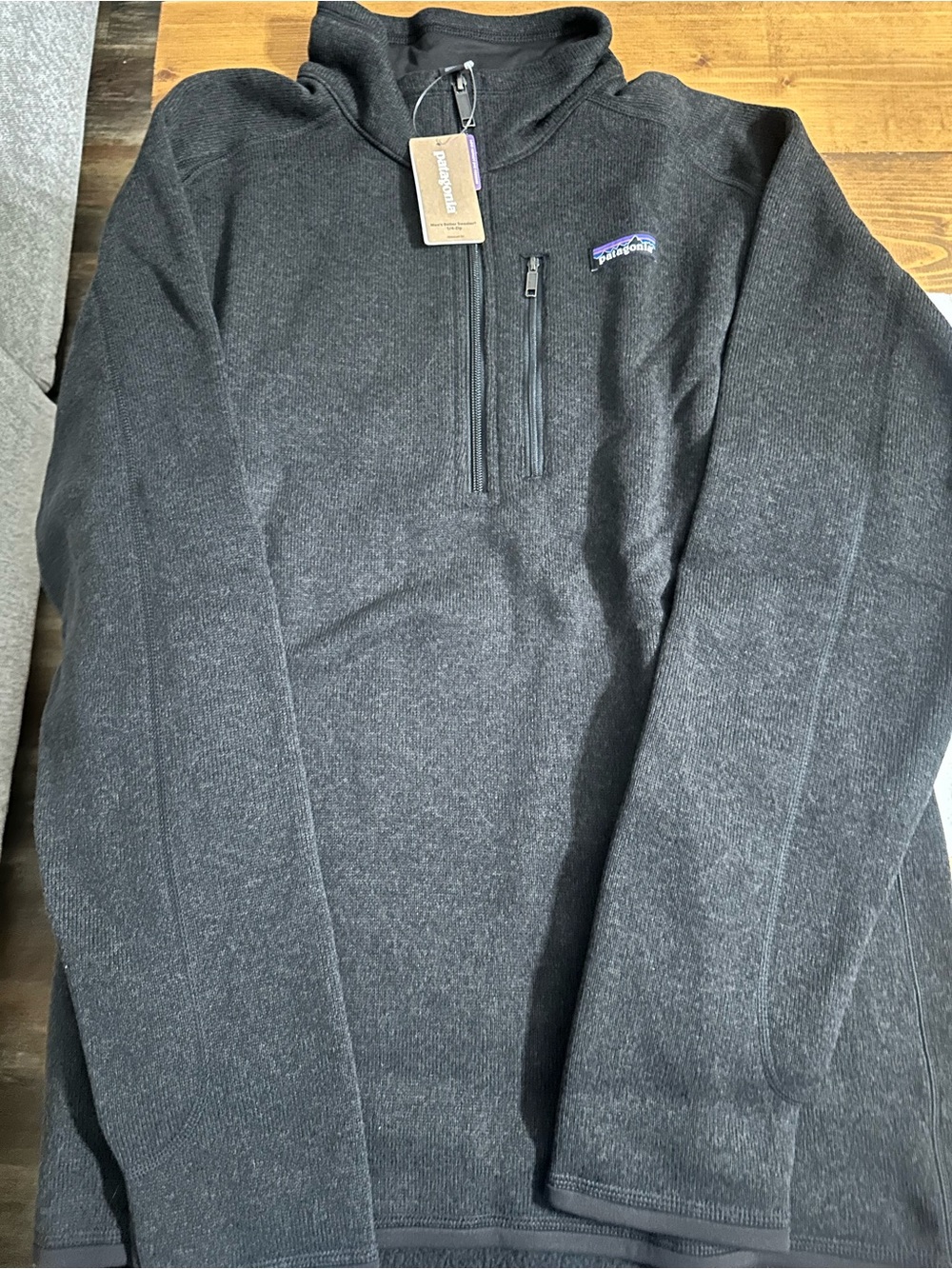 Patagonia Men's Charcoal Black Half-Zip Sweater with Chest Pocket
